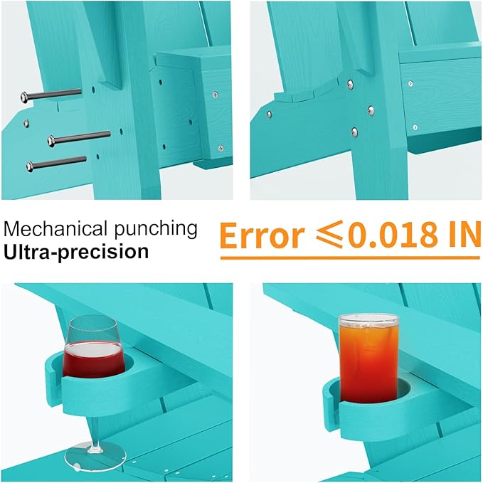 MXIMU Adirondack Chair Set of 6: Modern Adirondack Chairs Fire Pit Chairs Plastic Outdoor Chairs for Lawn Backyard Deck Garden Camping (Aruba)