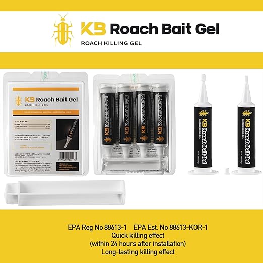 Roach Killer Indoor Infestation for Home(4 PCS) - German Cockroach Killer with 99% Efficacy (97% USA) - Cockroach Gel Bait Syringes - Fipronil 0.05% - Get Fast Results