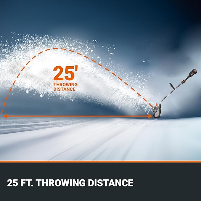 WORX Nitro 40V 12'' Electric Snow Shovel, 4-Car Driveway Cordless Snow Thrower, 2 Speeds Brushless Motor, Adjustable Front Handle, 4.0 Ah Battery and Charger Included, WG460