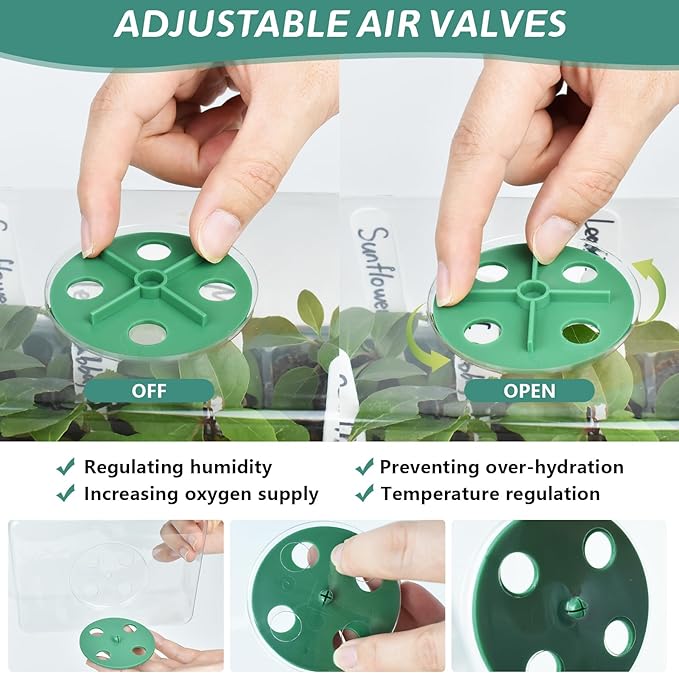 Artcome 10-Pack Seed Starter Tray - 6 Cells Each with Push-Up Ejector - Seed Starter Kit for Rapid Growth and Healthy Seedlings at Home - 30 Cells in Total