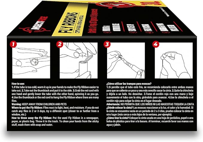 30Pcs Fly Strips Indoor Sticky Hanging with Pins - Fast Acting Fly Paper Indoor for Home, Tape Outdoor, Fruit Catchers for Inside, Ribbon Sticky Traps for Home