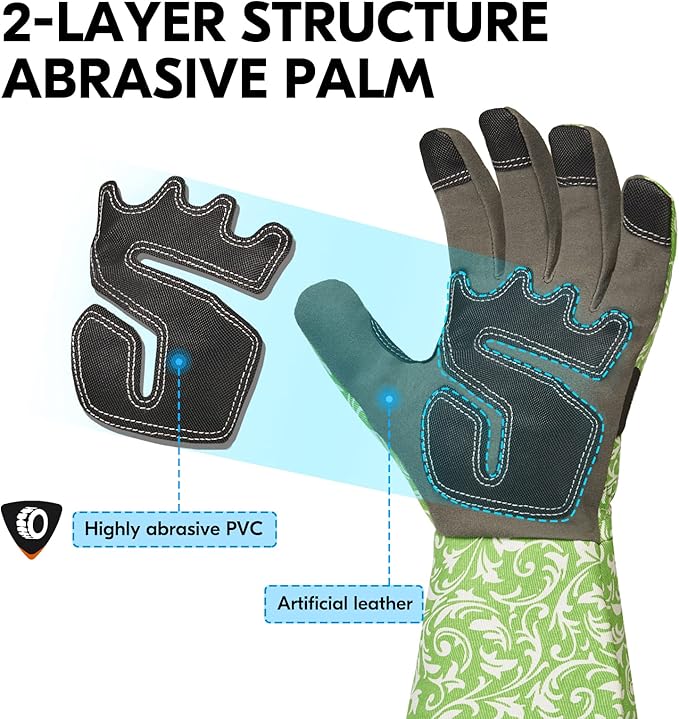 Vgo... 1 Pair Gardening Gloves Ladies,Safety Work Gloves,Long Sleeves Gauntlet,Puncture Proof,Touchscreen(Size XS,Green,AL6608-FM)