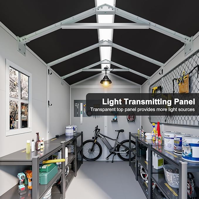 Resin Storage Shed 6 x 4 FT: Outdoor Resin Sheds with Floor, Plastic Waterproof Patio Outdoor Storage Shed with Lockable Door & Windows,Tool Sshed Storage for Garden Backyard Patio Lawn, Gray