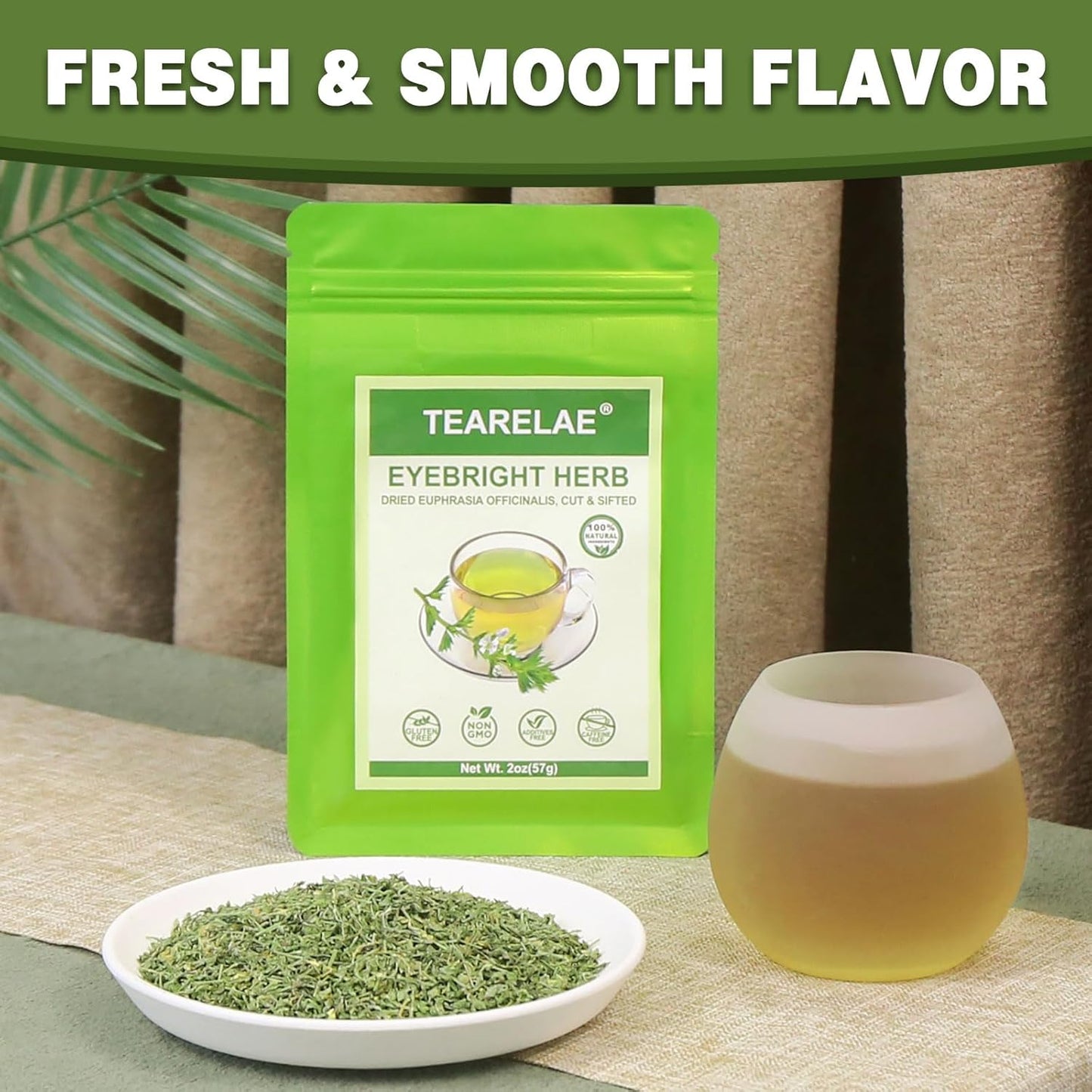 TEARELAE - Eyebright Herb - Pure Natural Eufrasia - Dried Euphrasia Officinalis Herbal Tea - Cut & Sifted - Loose Leaf - Caffeine-Free - Rich in Antioxidants - 2oz/57g