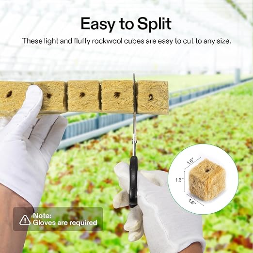 VIVOSUN 1.6" Rockwool Cubes, 112 Plugs Stonewool Starter Grow Cubes for Cuttings, Cloning, Plant Propagation, Seed Starting, Hydroponic Grow Media for Vigorous Plant Growth, 4 Sheets of 112 Plugs