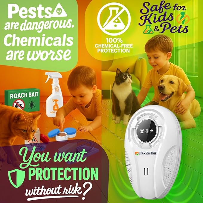 RX-78, Ultrasonic Pest Control Repeller - Electronic & Ultrasound, Indoor Plug-in Repellent - Get rid of - Rodents, Mice, Squirrels, Bats, Insects, Bed Bugs, Ants, Fleas, Spiders, Roaches (2Pack)