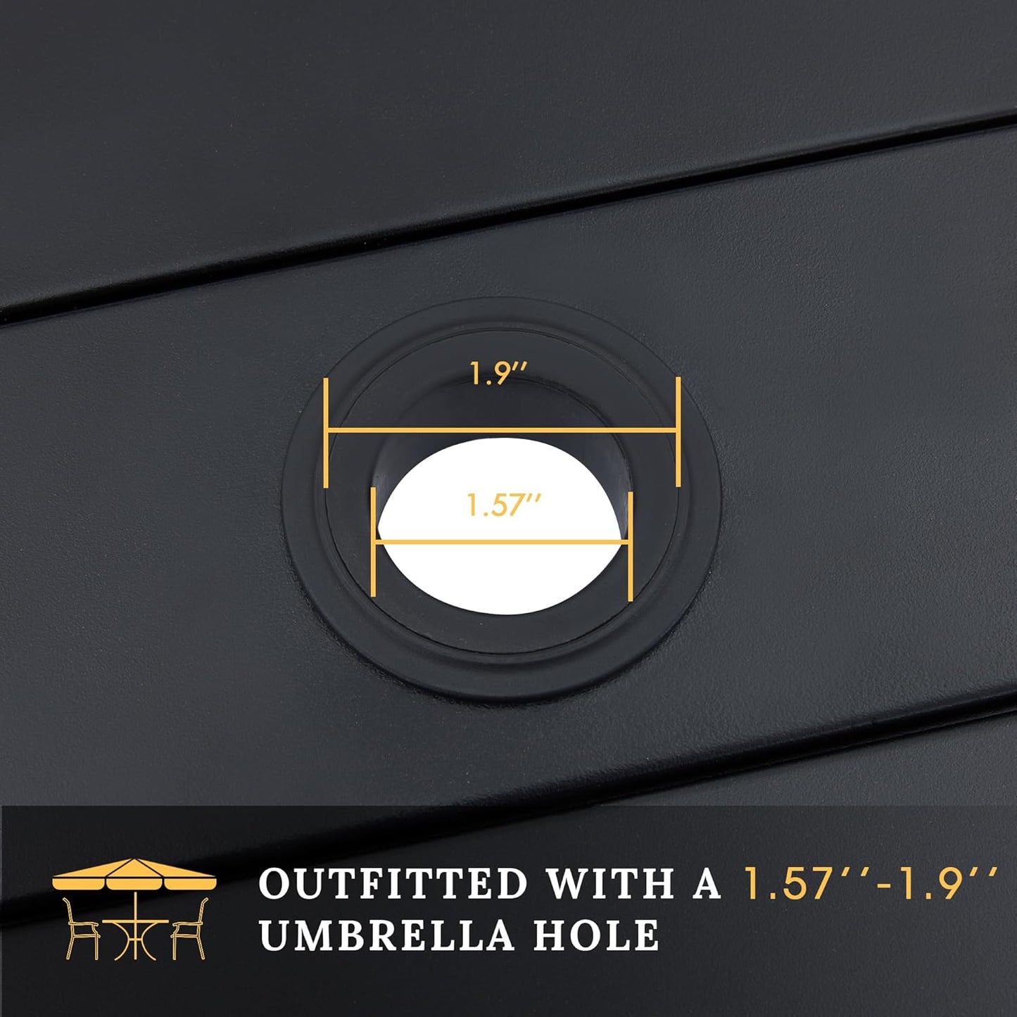 VICLLAX Patio Dining Set for 4, Outdoor Furniture Set Includes 1 Square Table and 4 Stackable Sling Chairs, Black Table and Dark Grey Chairs