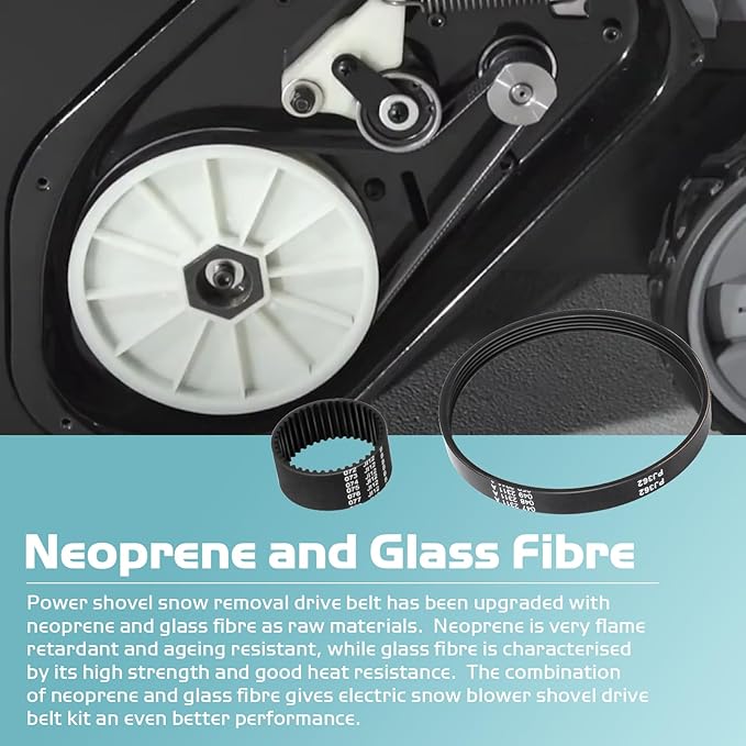 Electric Snow Shovel Drive Belt for Earthwise Snow Blower SN70016 SN74014, Snow Remover Belt Kit Includes Auger Drive Belt & Motor Toothed Belt Snow Blower Replacement Parts