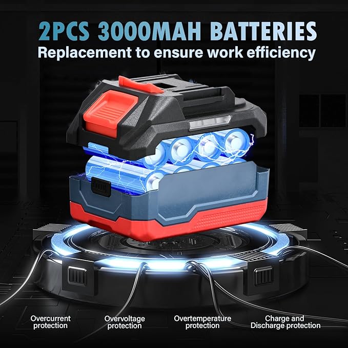 Cordless Leaf Blower Portable Dust Cleaner 21V Handheld Turbo Jet Blower 300000 RPM Compressed Air Duster for Patio Cleaning Lawn Care Drying Camping Blowing Leaves & Snow w/ 2 Batteries, Blue