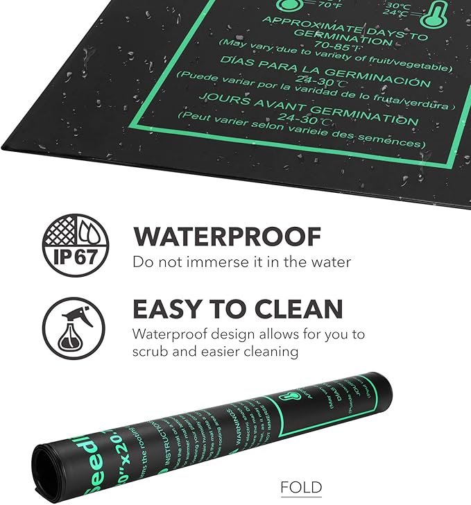 BN-LINK Seedling Heat Mat Warm Hydroponic Heating Pad Waterproof 20" x 20.75" for Seed Starting Greenhouse and Germination