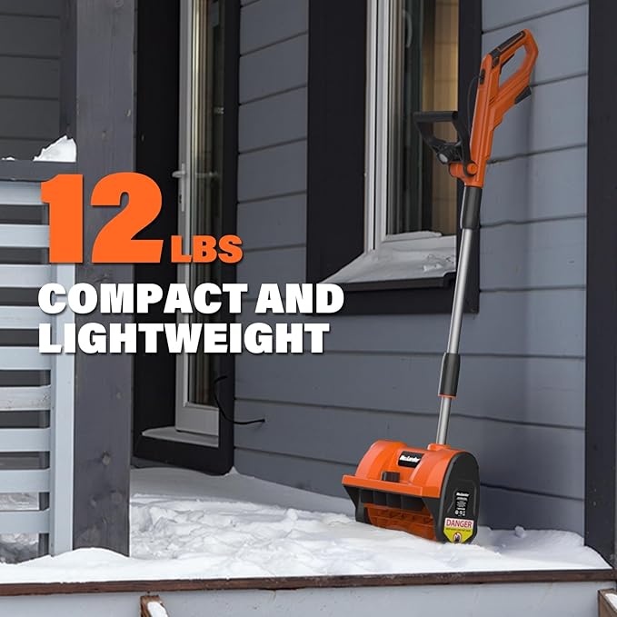 MAXLANDER Electric Snow Shovel Cordless, 20V 12-Inch Cordless Snow Blower, Battery Snow Shovel with LED Lights, Directional Plate and Adjustable Front Handle (4.0Ah Battery, Charger & Cover Included)