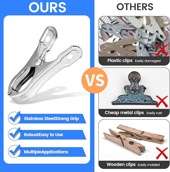 50PCS Garden Clips, Stainless Steel Greenhouse Clamps, Strong Grip Greenhouse Clips, Metal Clips for Netting, Shade Cloth, Plant Cover on Garden Hoops or Greenhouse Hoops by EGYPAMID