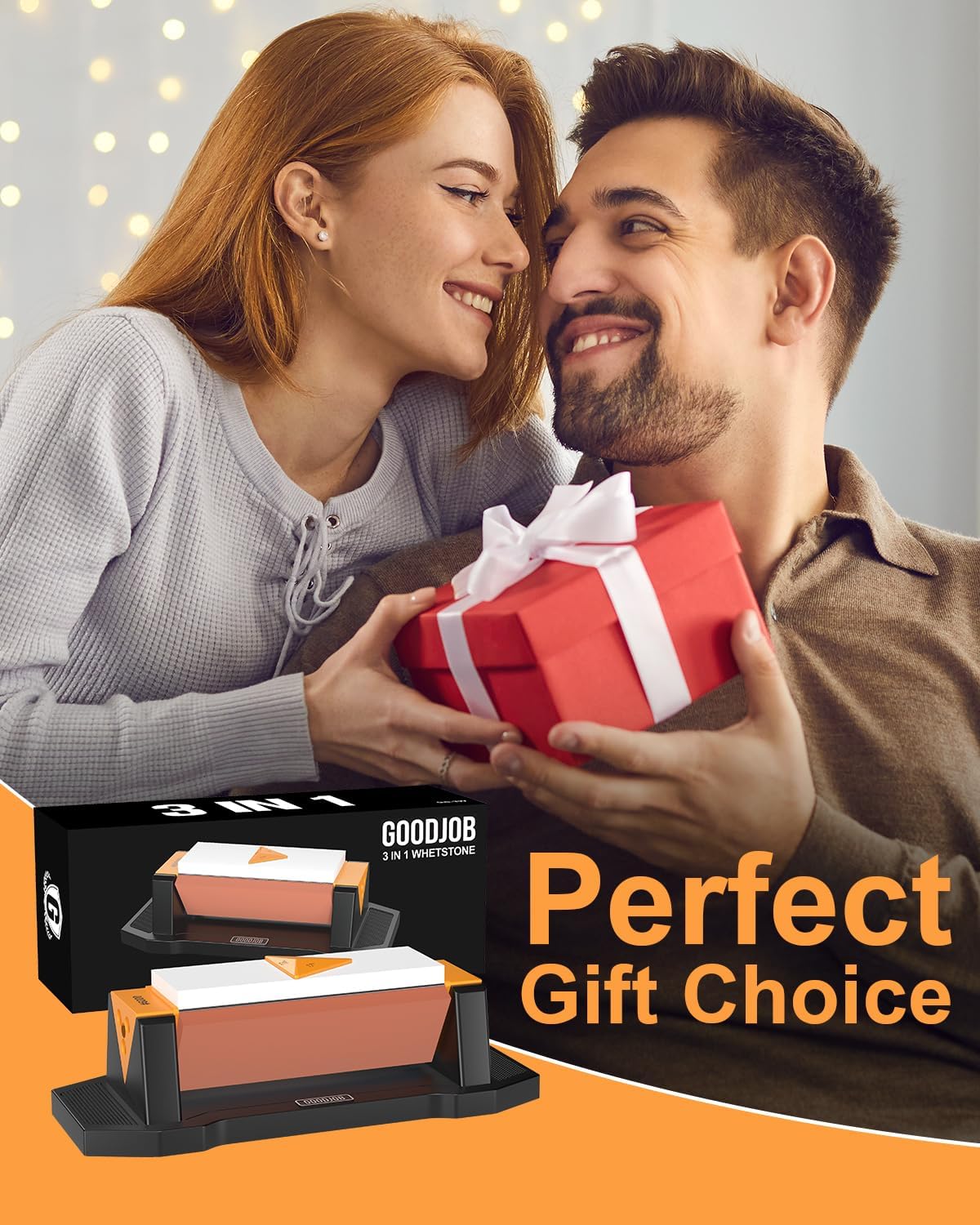 Knife Sharpening Stone Kit Premium 3 Side Grit 1000/3000/6000 Whetstone Knife Sharpener Tool for Kitchen Knife Set with Angle Guide and Non-Slip Base (GB-3W)