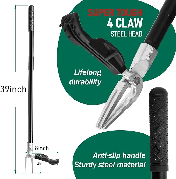 Weeder Puller Tool, Handle (39"), Designed for The Elderly to Weed Quickly Without Bending Over, Lightweight Standing Weeder, Suitable for Removing Weeds,Detachable and Assemblable for Convenient