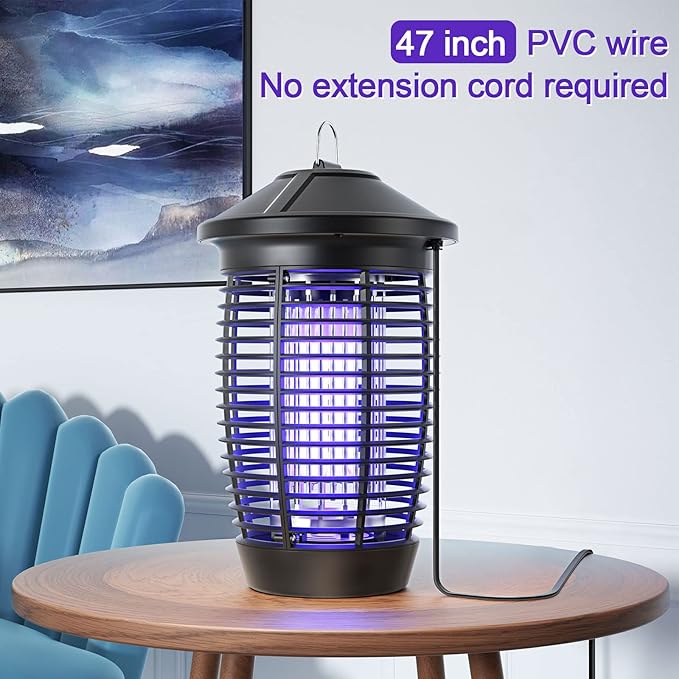 PALONE Electric Bug Zapper Outdoor, 20W Electirc Fly Zapper Indoor with Sturdy Top Hook, 4500V Mosquito Zapper Indoor with 3.9ft PVC Wire, Waterproof Bug Zapper for Outdoor, Garden, Bedroom
