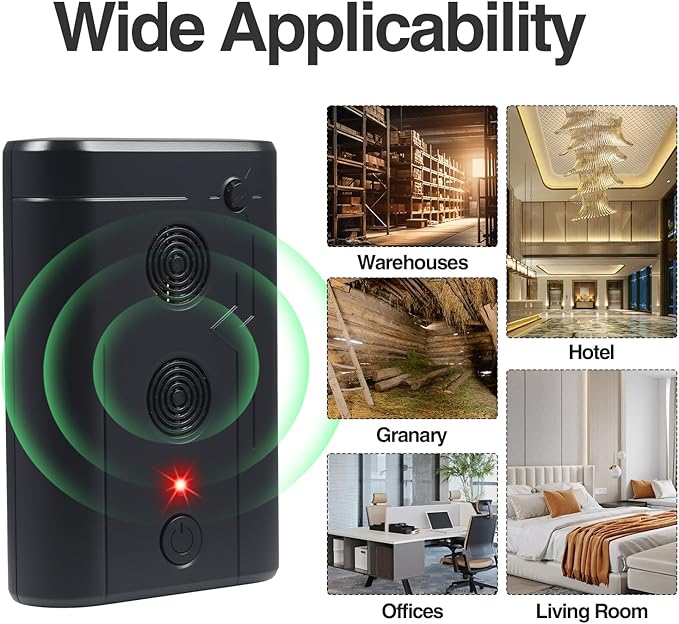 2025 Upgraded Ultrasonic Bat Repellent Devices for Attic Porch House, Adjustable Plug in Bat Exclusion Device for Indoor Use, Friendly to Human and Pet(2Pack)