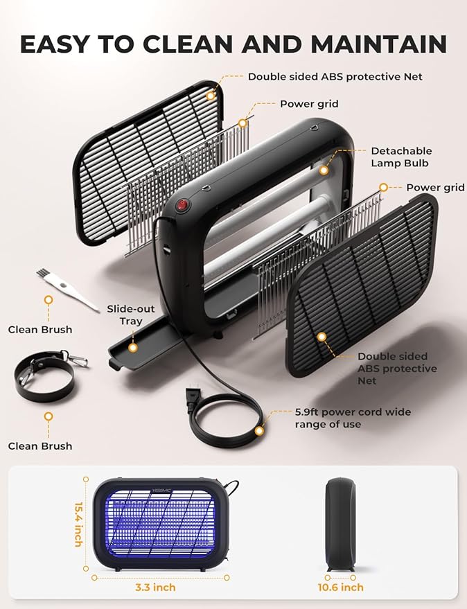 YISSVIC 20W Indoor Bug Zapper Electric Fruit Fly Traps for Indoors Mosquito Zapper Electric Fly Zapper Moth Gnat Insect Killer for Home Office Garage Kitchen Dining Living Room (Black)