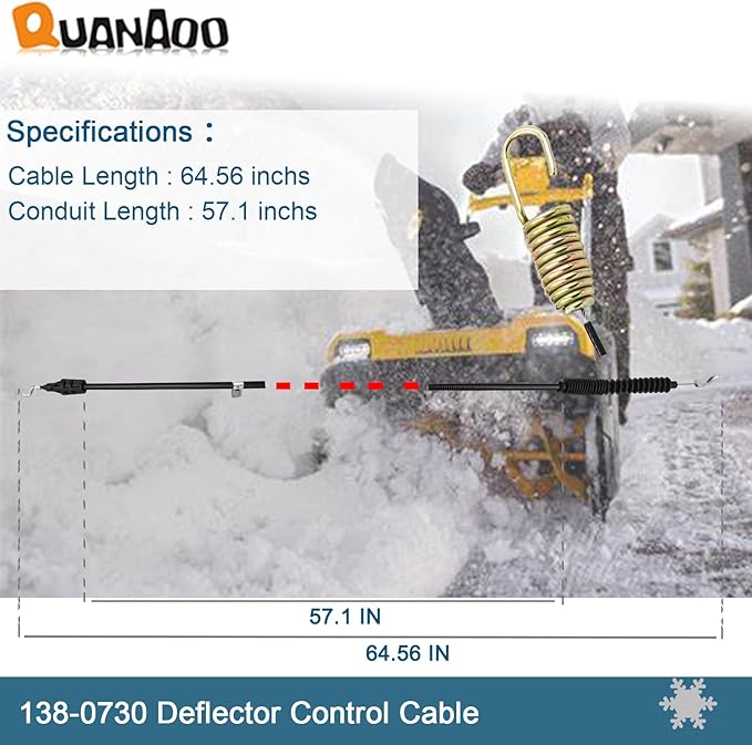 Deflector Control Cable 138-0730 for Toro Snow Thrower fits 28 30 32 Power Max Heavy-Duty Snow Thrower 38830 38840 38841 38842 38843 38844 38850 38855 38860 38865