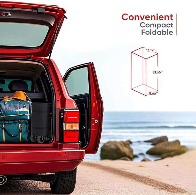 Collapsible Foldable Wagon Cart with 330lbs Weight Capacity, Heavy Duty Folding Wagon Cart with Big All-Terrain Wheels & Drink Holders. Black