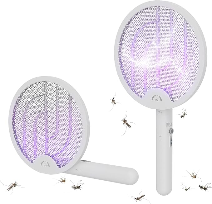 Fly Swatter Electric Racket Bug Zapper Racket 3 in 1 Rechargeable Foldable Electric Fly Swatter Foldable Mosquito swatter for Indoor and Outdoor