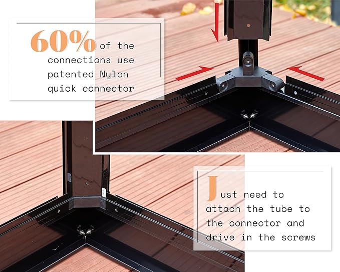 AMERLIFE 12x13.5x9 FT Polycarbonate Greenhouse with Quick Connector Fast Assembly, Large Greenhouses for Outdoors, Swing 2 Doors 4 Vents , Black