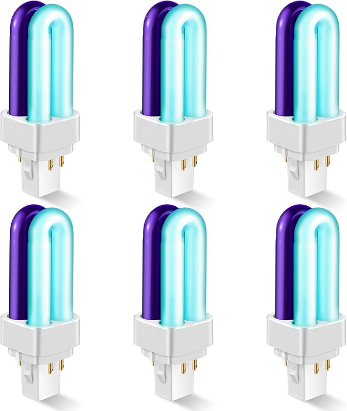 Qualirey 6 Pack 41050 7W Replacement Bulb, Upgraded 2 Color Bug Zapper Replacement Bulb Compatible with Dynatrap DT1050 DT1100 DT1250, 1/2 Acre Mosquito UV Light Trap Replacement Bulbs