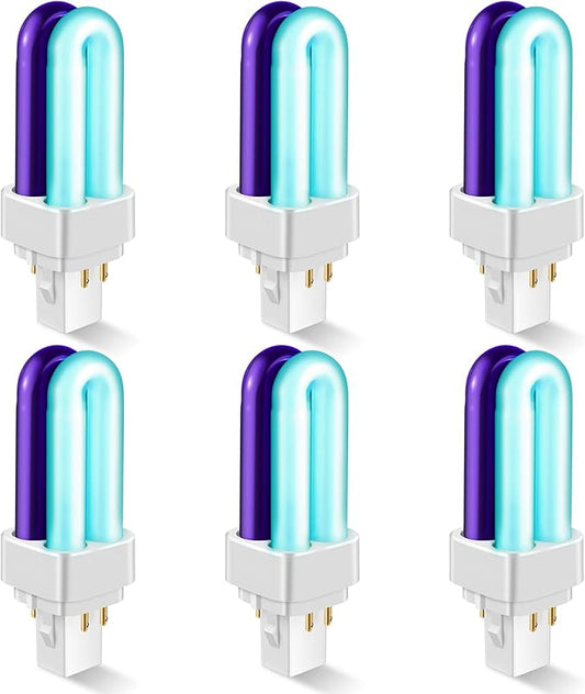 Qualirey 6 Pack 41050 7W Replacement Bulb, Upgraded 2 Color Bug Zapper Replacement Bulb Compatible with Dynatrap DT1050 DT1100 DT1250, 1/2 Acre Mosquito UV Light Trap Replacement Bulbs