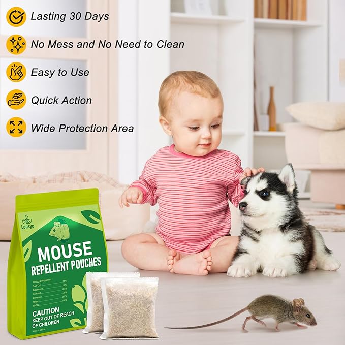 Mouse Repellent Pouches,Rodent Repellent for Car Engines,Mouse deterrents That Works,Peppermint Oil to Repel Mice and Rat