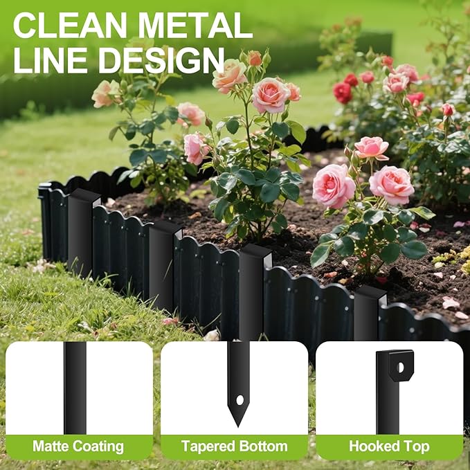 30Pcs Metal Landscape Edging Stakes,10-Inch Heavy Duty Galvanized Steel Lawn Edging Spikes,Anti-Rust Garden Stakes for Securing Plastic, Metal & Rubber Landscape Borders