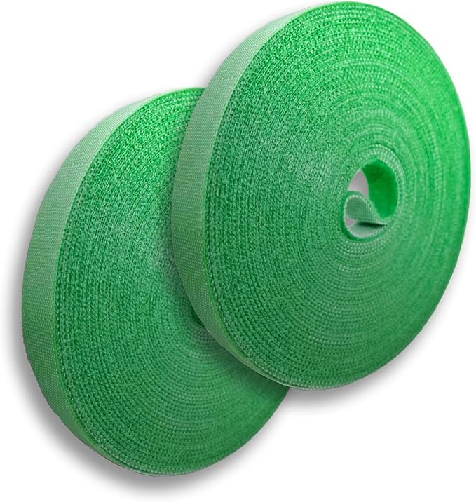 Garden Tie Green Strap Plant Supports Gentle on Plants Pre-Cut Design Tearable Reusable Sturdy Multi-Purpose for Home Garden Balcony Office (32.8ft × 0.6 inch, Green 2 Packs)