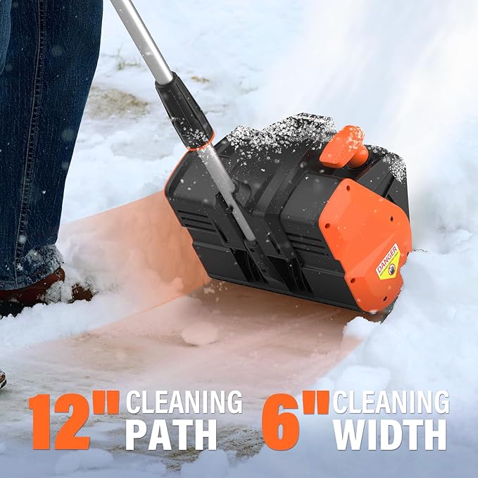 MAXLANDER Cordless Snow Shovel, 20V 12-Inch Electric Snow Shovel with LED Light, Directional Plate & Adjustable Handle, Cordless Snow Blower (4.0Ah Battery, Charger & Cover Included)