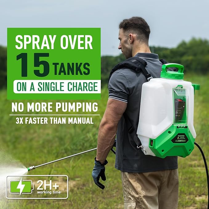 Battery Backpack Sprayer, Battery Powered Backpack Sprayer 36/65 PSI for Low Budget in Lawn and Garden 4GL for Weed/Pest Control, Watering