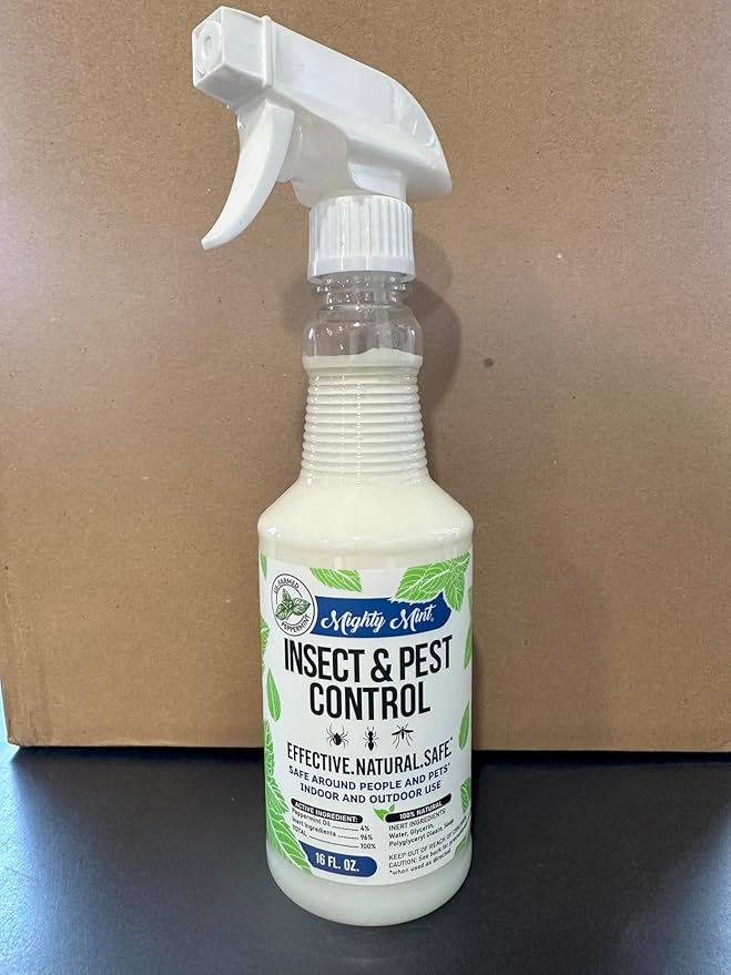 Mighty Mint Peppermint Oil Insect Repellent Spray – Natural Indoor & Outdoor Bug Control for Spiders, Ants, Roaches, and More – Plant-Based, Extra-Strong Formula - 16 oz (Pack of 2)