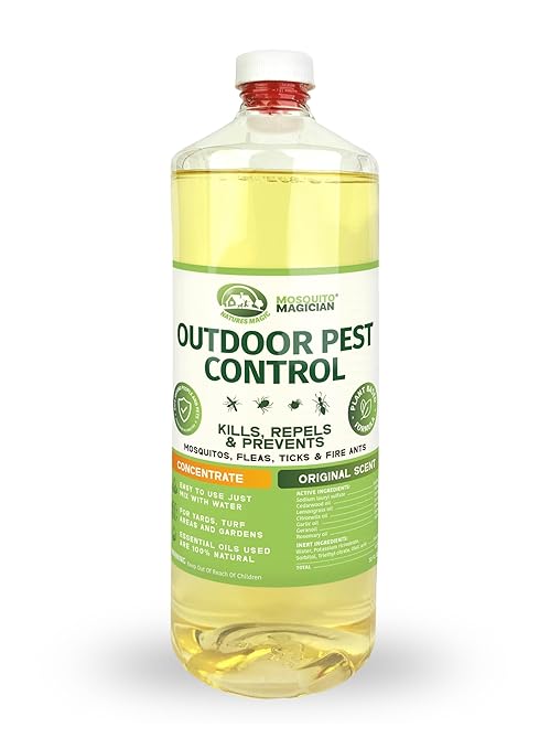 Mosquito Magician Liquid Concentrate, Kills Mosquitoes, Fleas & Fire Ants, Yard Spray Treatment, Safe for Pets, Use with Sprayers, Foggers & Misting Systems, Outdoor Mosquito Repellent - 32 Fl Oz