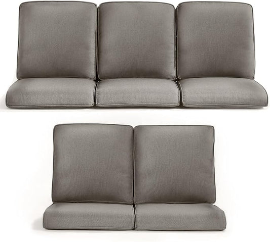 Outdoor Chair Cushions 5 Packs - Outside 22x24 High Back Water-Resistant Cushion with Zipper Cover for Outdoor Glider Rocking Chairs Loveseat 3-seat Couch Sofa – Grey/Regular