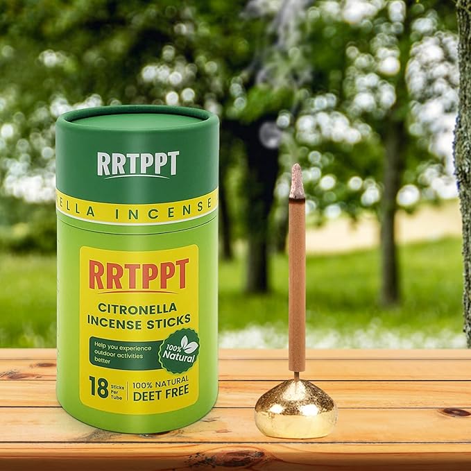 Hollow Citronella Incense Sticks with Natural Ingredients Citronella Lemongrass and Rosemary Oil Help You Better Enjoy Outdoor Life (18 Sticks)