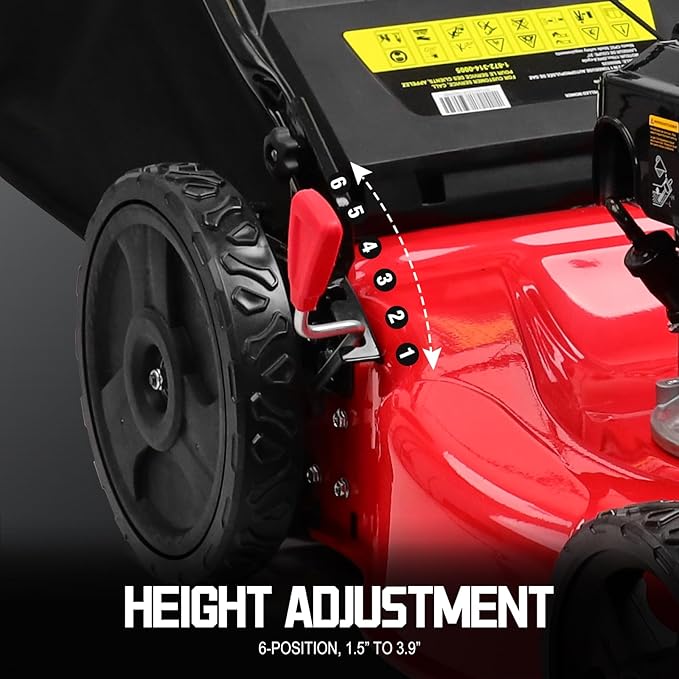 PowerSmart Self Propelled Gas Lawn Mower 21-inch with 140cc Briggs and Stratton EX550 Engine, 2-in-1 with Bagger, Rear Wheel Drive Single-Speed, 6-Position Adjustable Cutting Height