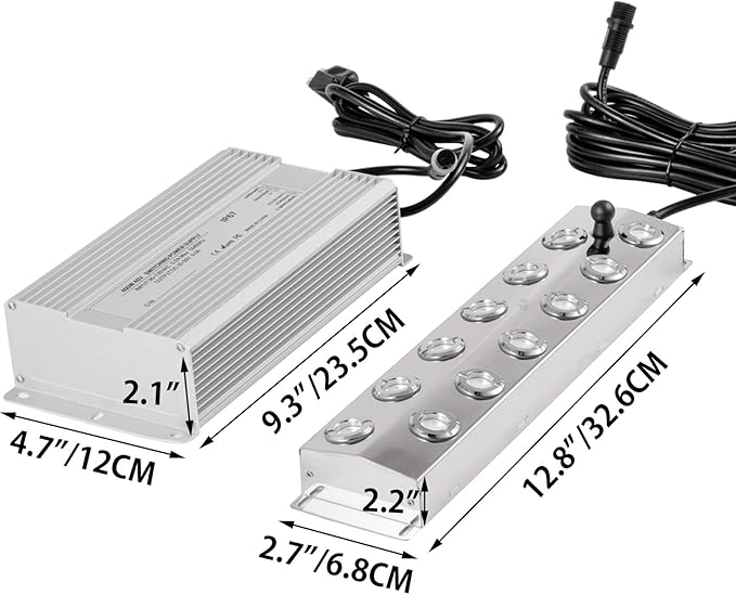 Happybuy Mist Maker 12 Head Ultrasonic Mist Fogger with Waterproof Power Supply Ultrasonic Fogger Humidifier Stainless Steel Pond Mister Fogger 7kg/h