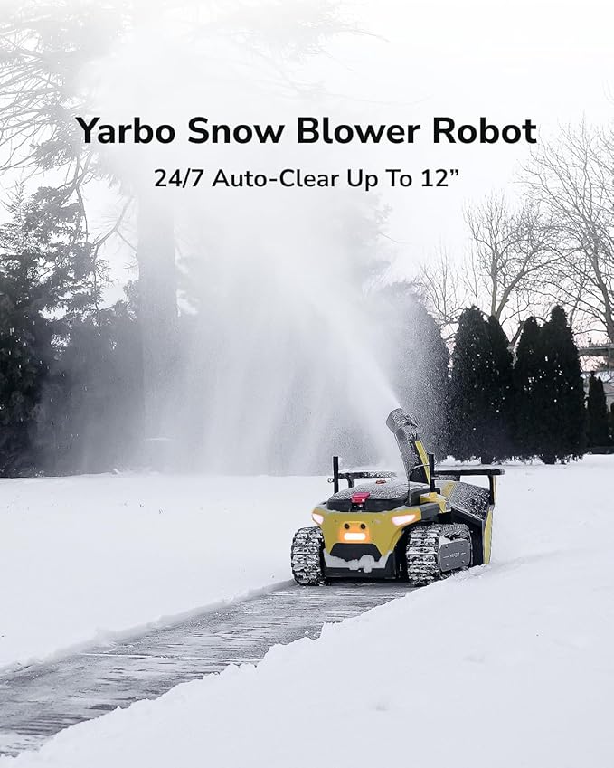 YARBO Snow Blower Modular, 24/7 Autonomous 2-Stage Electric Snowblower Cordless with 6-40ft Throwing Distance, 12" Intake Height, 24" Cleaning Width, AI Multi-Zone Mapping & RTK GPS