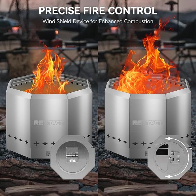 16 inch Smokeless Firepit, Portable Smokeless Stove Fire Pit with Removable Ash Pan for Outside,Stainless Steel Fire Pit with Carry Bag for Camping Backyard Patio Garden Picnic