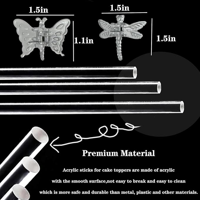 30Pcs Acrylic Plant Stakes Garden Single Stem Plant Support Stakes Clear Orchid Stakes and 30Pcs Clips Plant Support Sticks Clear Dragonfly Orchid Clip for Indoor and Outdoor Plants, Flowers, Tomatoes