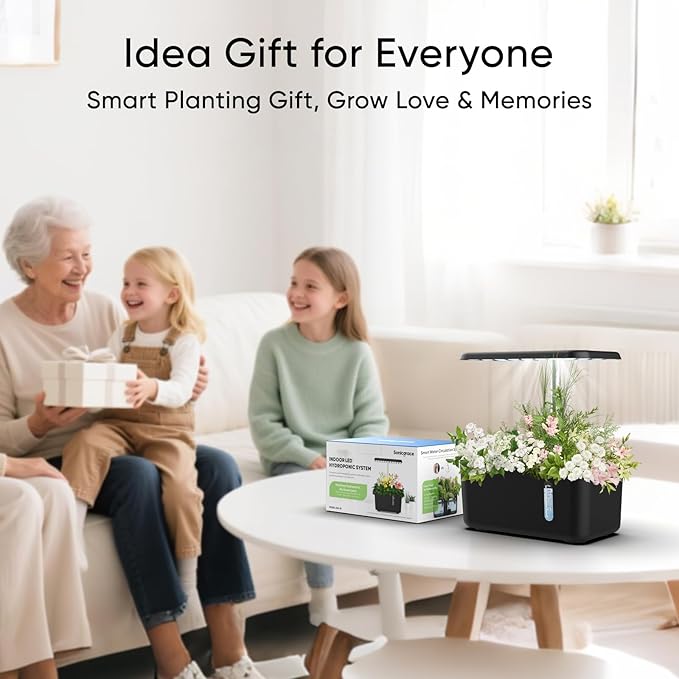 Sonicgrace Indoor Hydroponic Growing System with LED Grow Light, Quiet Smart Water Pump, 5 Pods, Automatic Timer, Perfect for Herbs, Vegetables and Fruits, Ideal Home Office Gardening Gift