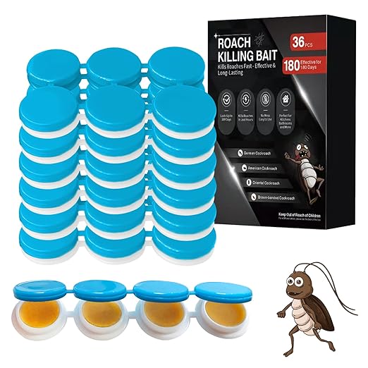 36 Pack Cockroach Gel Bait, Highly Effective Roach Gel Bait Indoor Infestation Solution, Fast Acting Cockroach Killer Indoor Home Kitchen Use, Easy to Apply & No Mess Roach Bait, Long-Lasting