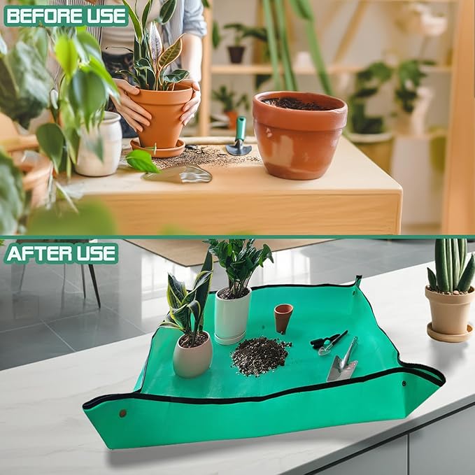 OXIHOUSE&CO- Repotting Mat, 29.5"x29.5", Green, Perfect for Indoor & Outdoor Plants, Easy Storage, Durable Design, Potting Mat, Repotting Mat for Indoor Plants, Plant Mat, Planting Mat