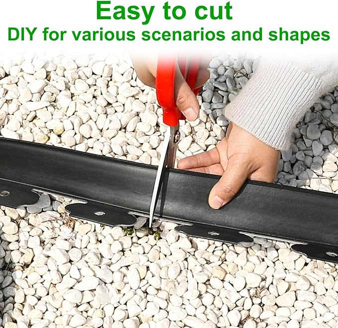 JERIA 2 Inch Tall 33 FT Garden Edging Kit with 45pcs Spikes, Plastic Edging for Landscaping