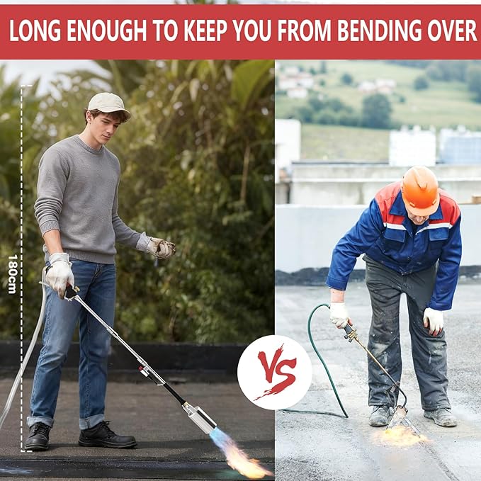 Propane Torch Weed Burner Kit, 1,800,000 BTU Heavy Duty Blow Torch, 40" Arm with 10FT Hose, Flame Control for Ice Melting, Snow Removal, Asphalt, Road Marking, Weeding