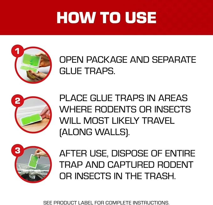 Tomcat Super Hold Glue Traps Mouse Size for Mice, Cockroaches, Spiders, and Scorpions, Ready-To-Use, 4 Traps