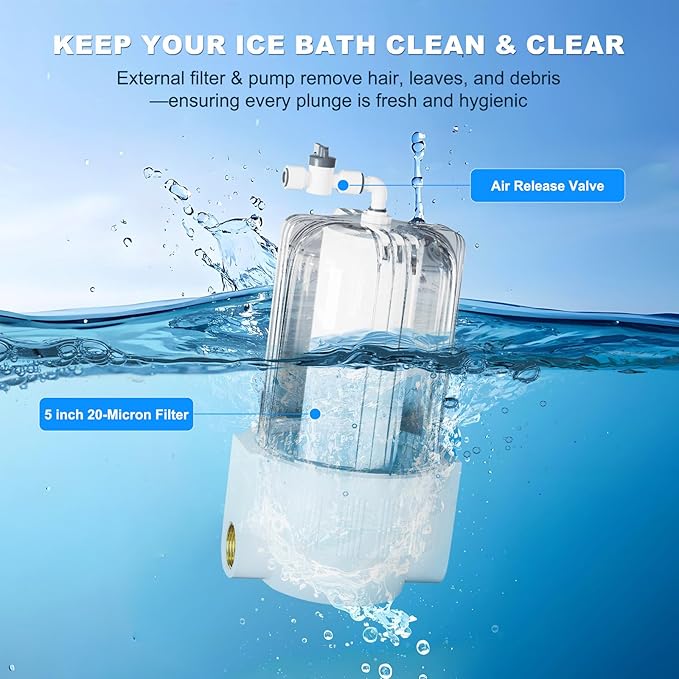 Ice Bath Water Chiller for Cold Plunge Tubs, 1/3 HP Upgraded Ice Bath Chiller with External Filter Water Pump, Ideal for Cold Plunge Recovery Ice Bath Tubs Home Use 110V Cooling Chiller