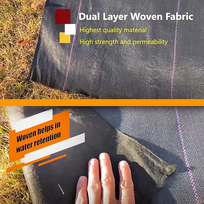 Ashman Landscape Fabric Weed Blocking Mat 4ft x 100ft, Heavy-Duty Weed Barrier Protection for Gardens and Landscaping