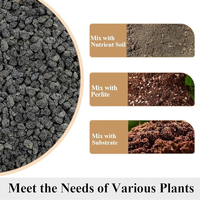 Black Horticultural Lava Rocks for Plants, 5lb Succulents Cactus Bonsai Soil Volcanic Rocks for Aquarium Outdoor Decorative Stones for Craft Projects, Vase Fillers